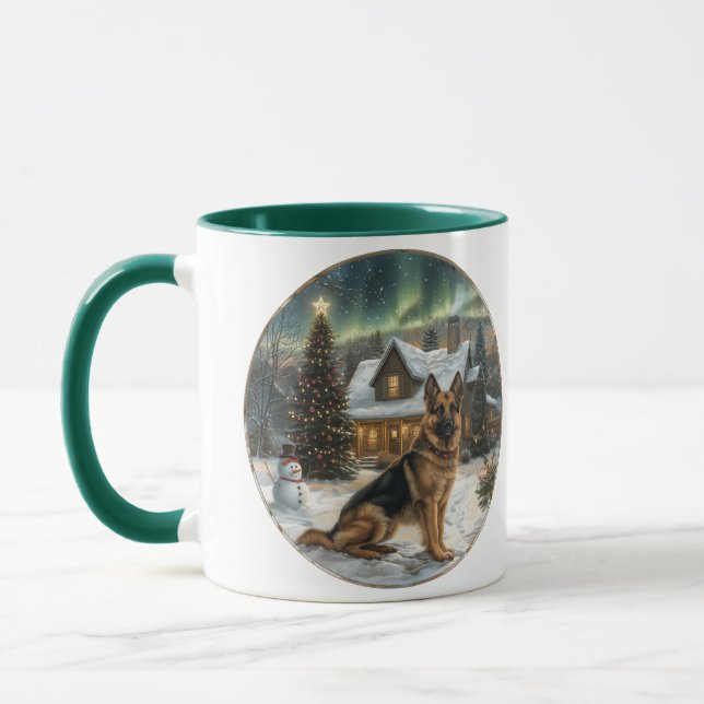 Caneca Cão German shepherd de Natal (Esquerda)