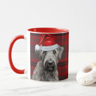 Caneca Cão Irish Wolfhound Xadrez Vermelho Natal