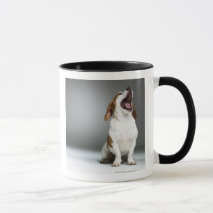 Caneca Cão misturado da raça que boceja