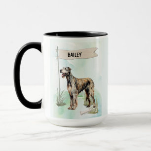 Caneca Cão Personalizado em Aquarela Irish Wolfhound