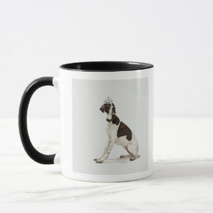 Caneca Cão que senta-se com uma tiara na cabeça