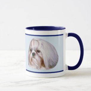 Caneca Cão rajado e branco de Shih Tzu
