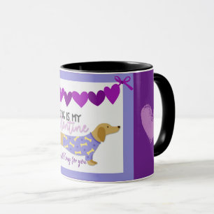 Caneca Cão Roxo Coração Engraçado Texto Personalizado Eng