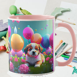 Caneca Cãozinho bonito com balões - doce