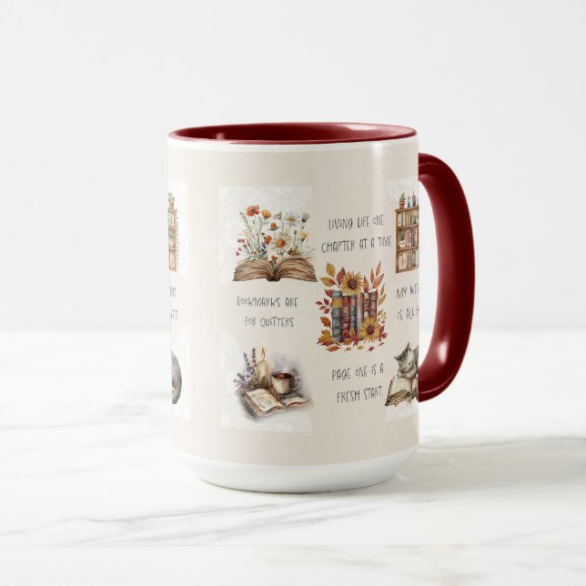 Caneca Capa de Citação de Amante de Livros Fofa (Frente Esquerda)