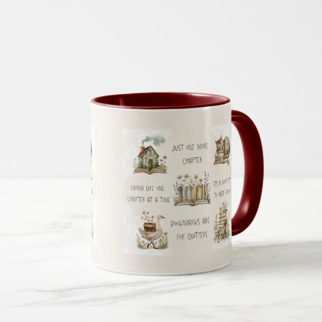 Caneca Capa de Citação de Amante de Livros Fofa (Frente Esquerda)