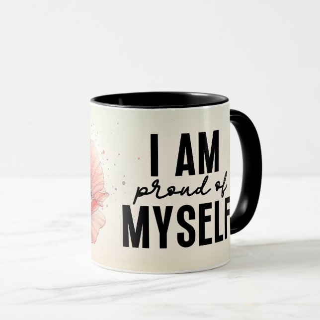 Caneca Capa de Citação Floral Inspiradora/Positiva (Frente Esquerda)