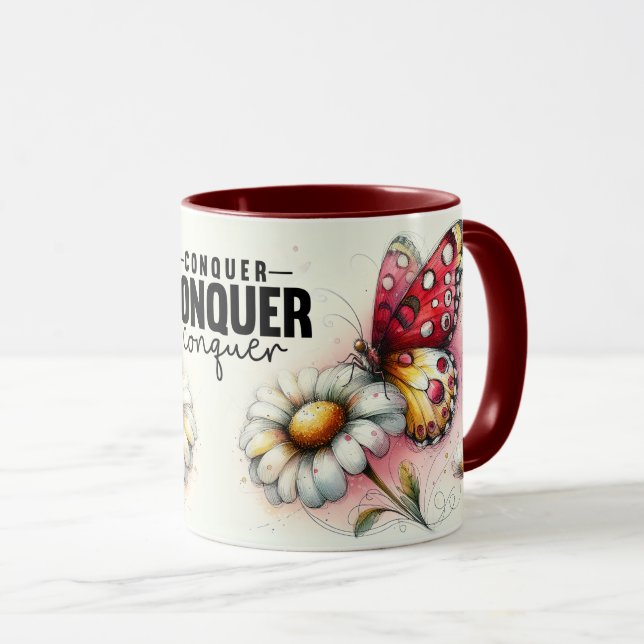 Caneca Capa de Citação Floral Inspiradora/Positiva (Frente Esquerda)