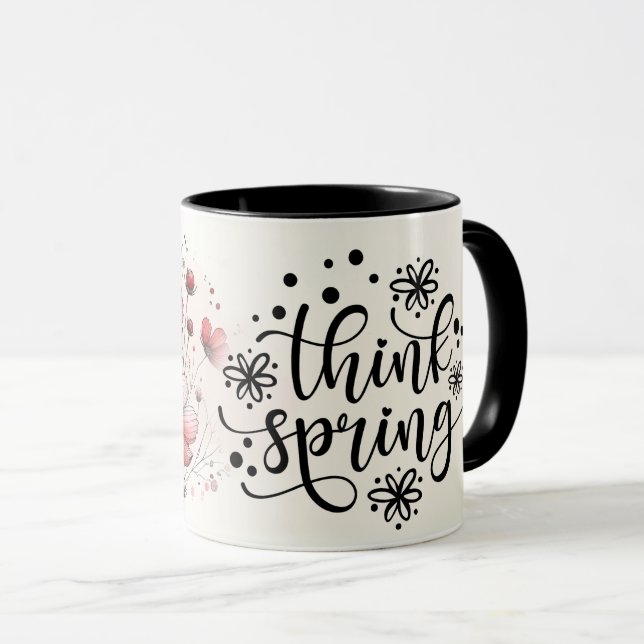 Caneca Capa de Citação Floral Inspiradora/Positiva (Frente Esquerda)