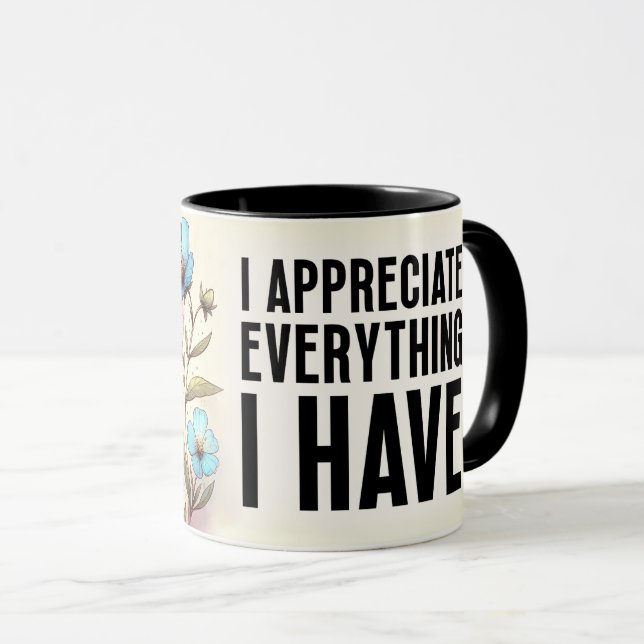 Caneca Capa de Citação Floral Inspiradora/Positiva (Frente Esquerda)