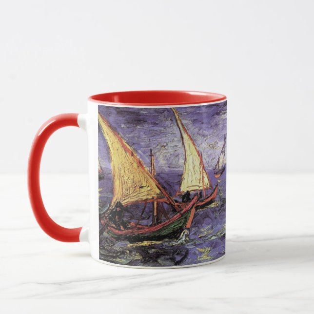 Caneca Capa de mar em Saintes Maries por Vincent van Gogh (Esquerda)
