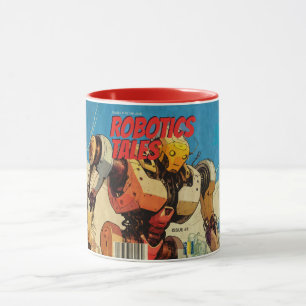 Caneca Capa de Robô de Quadrinhos de Ficção Científica da