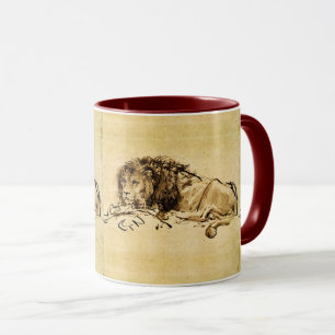 Caneca CAPE LION LYING DOWN, por Rembrandt Sepia, Black