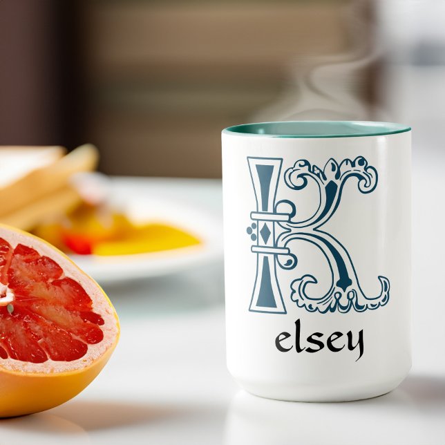 Caneca Capital Decorativo Botânico Medieval K (Criador carregado)