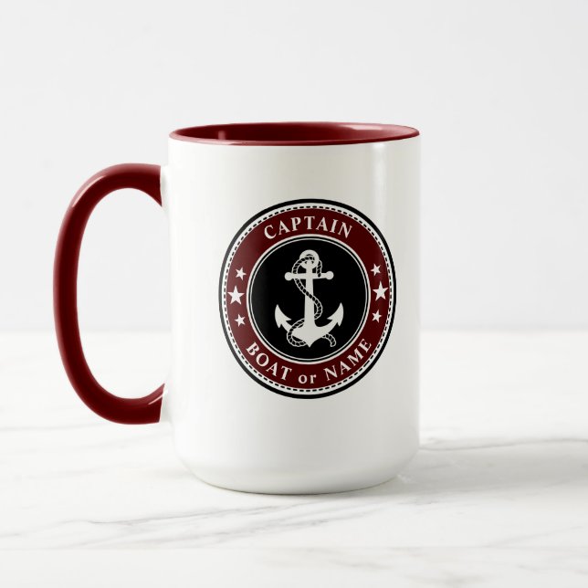 Caneca Capitão de Barco ou Nome Grande 2 Ancorado Náutico (Esquerda)