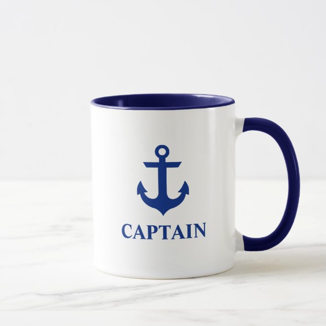 Caneca Capitão Náutico Anchor Azul e Branco (Direita)