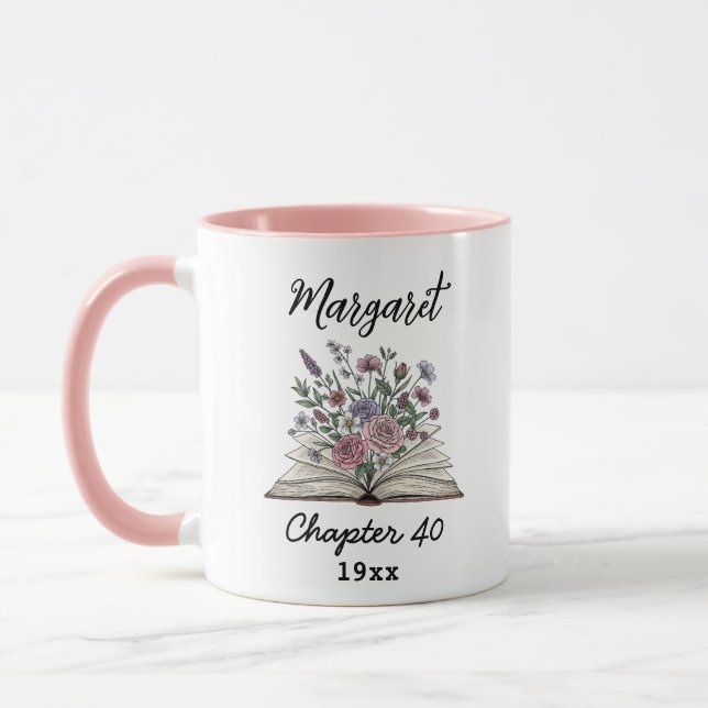 Caneca Capítulo 40 Livro Floral - Presente Personalizado  (Esquerda)