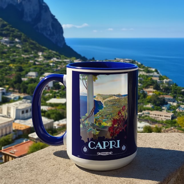 Caneca Capri, Itália Viagens vintage Turismo (Criador carregado)