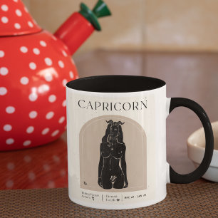 Caneca Capricórnio Feminino Zodiac Design Brown Black 15 