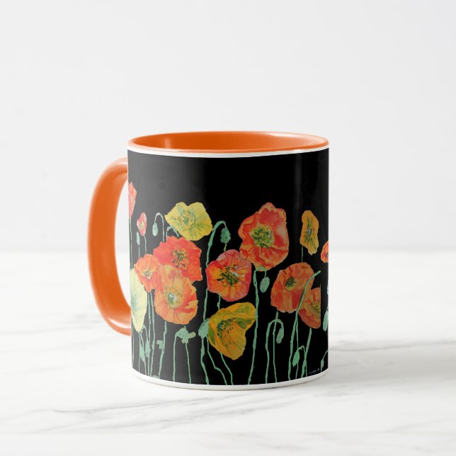 Caneca Cápsulas de cor laranja e preta (Frente Esquerda)