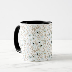 Caneca Cápsulas De Padrão Floral De Cor De Água Azul C