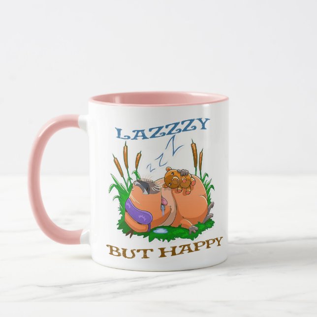 caneca capybara engraçada e preguiçosa (Esquerda)