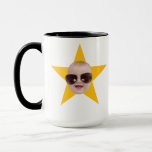 Caneca Cara de estrela com seu rosto em seu presente pers