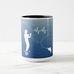 Caneca Cara de Fly Fishing com Ritmo Cardíaco