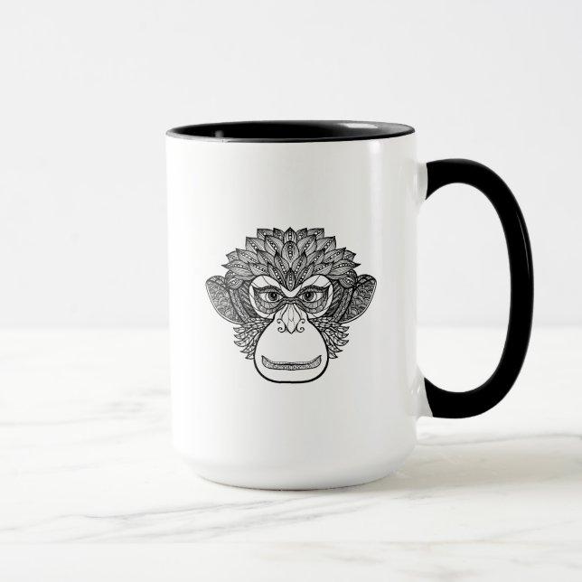 Caneca Cara do Doodle do macaco (Direita)