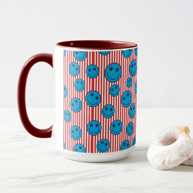 Caneca Cara Sorridente Patriota Retro (Com Donut)