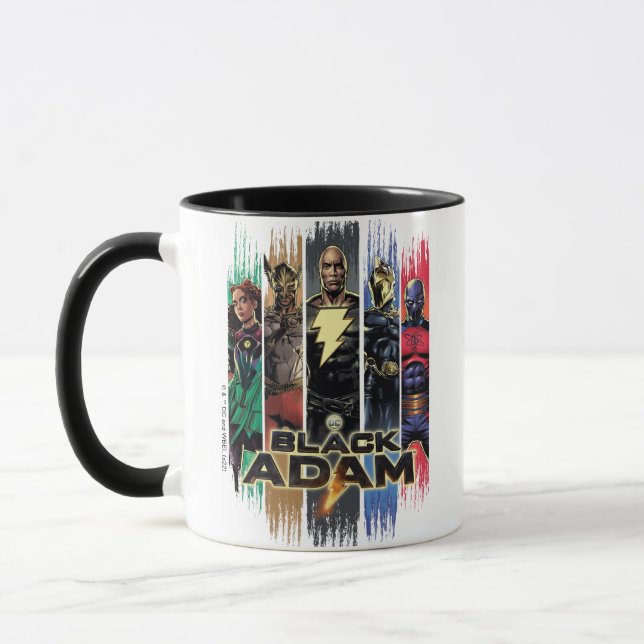 Caneca Caracteres Adão Pretos Em Gráfico De Stripes (Esquerda)