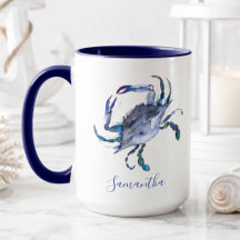 Caranguejo Azul Tema de Praia Personalizado Café
