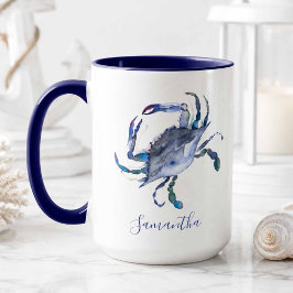 Caneca Caranguejo Azul Tema de Praia Personalizado Café