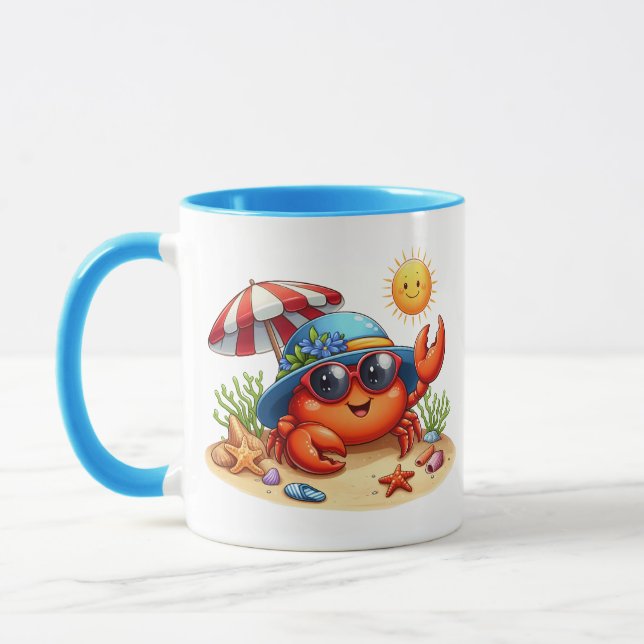 Caneca Caranguejo de praia bonito adiciona monograma (Esquerda)