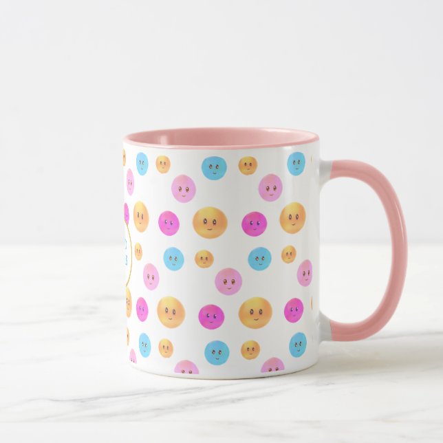 Caneca Caras Felizes Multicoloridas Fofas (Direita)