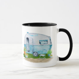 Caneca Caravana retro azul do campista do vintage da