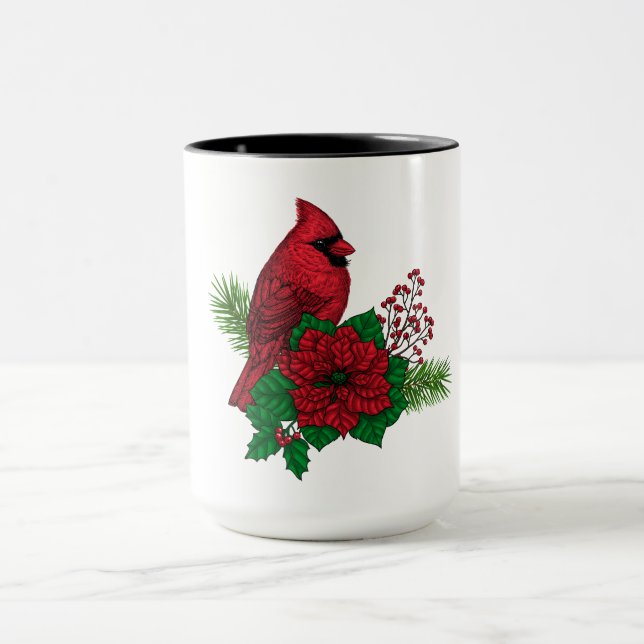 Caneca Cardeais Vermelhos na decoração de Natal (Centro)