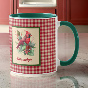 Caneca Cardeal Woodsy com o Monograma de Gingham