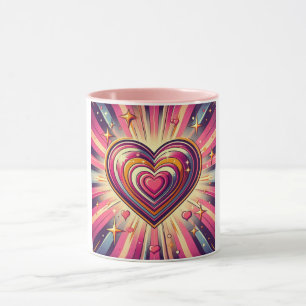 Caneca Cardíaco/Dia de os namorados de arte dos anos 70