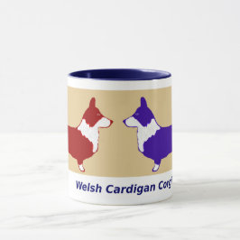 Caneca Cardigan Corgis Red and Blue