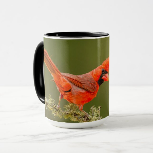Caneca Cardinal macho no galho (Frente Esquerda)