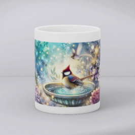 Caneca Cardinal na banheira de pássaros Jardim Sonhador A