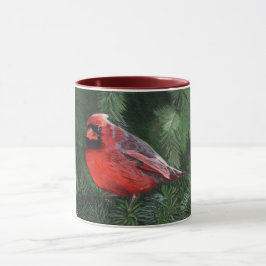 Caneca Cardinal na Ramo de Pinheiro