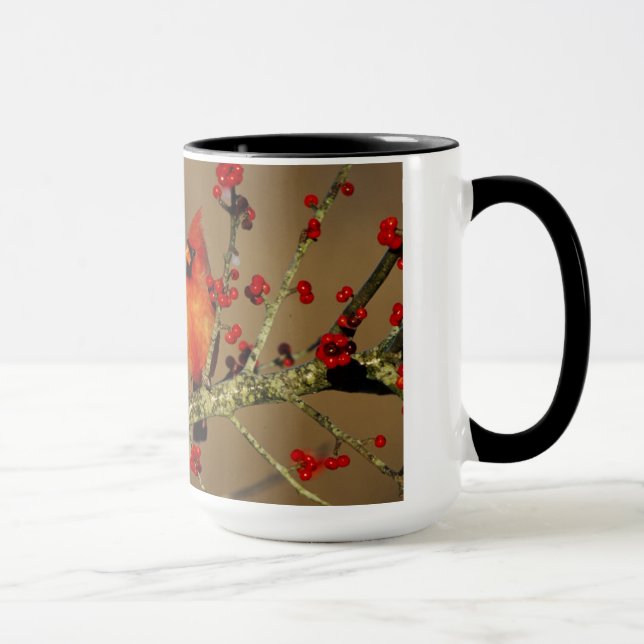 Caneca Cardinal-vermelho macho empoleirado, IL (Direita)