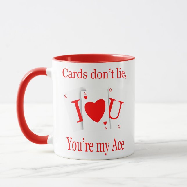 Caneca Cards Don’t Lie, You’re My Ace Romantic (Esquerda)