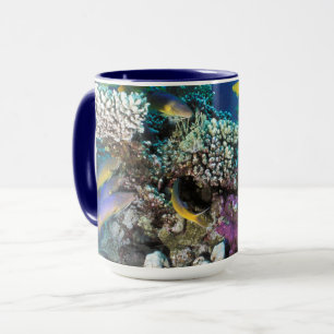 Caneca Cardumes de Salmonete em torno de Pequeno Coral