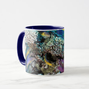 Caneca Cardumes de Salmonete em torno de pequeno coral