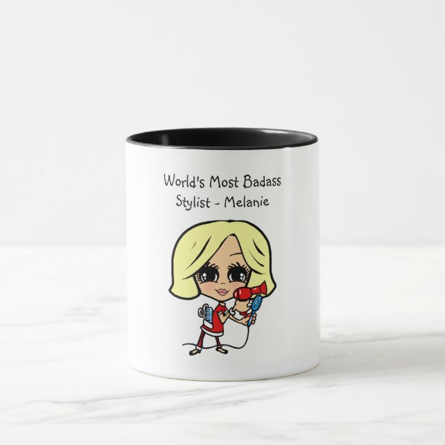 Caneca Caricatura de Lista de Cabelos Loiros Personalizad (Centro)