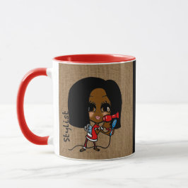 Caneca Caricatura de Mug de Stylist de Cabelos Chamados d