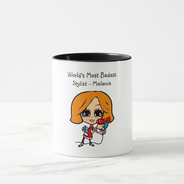 Caneca Caricatura do Cabelo Vermelho Auburn Personalizada (Centro)